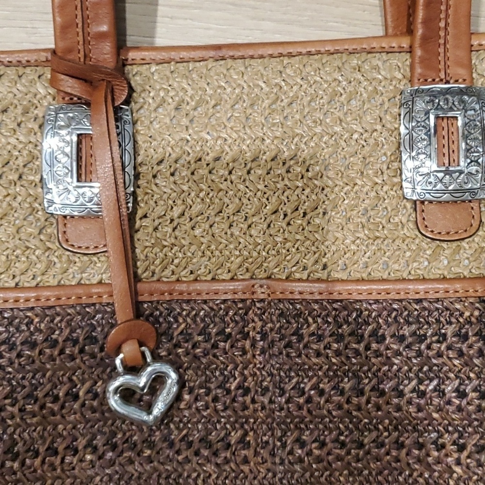 Brighton brown/tan tote statchel woven raffia straw handbag - Picture 2 of 9